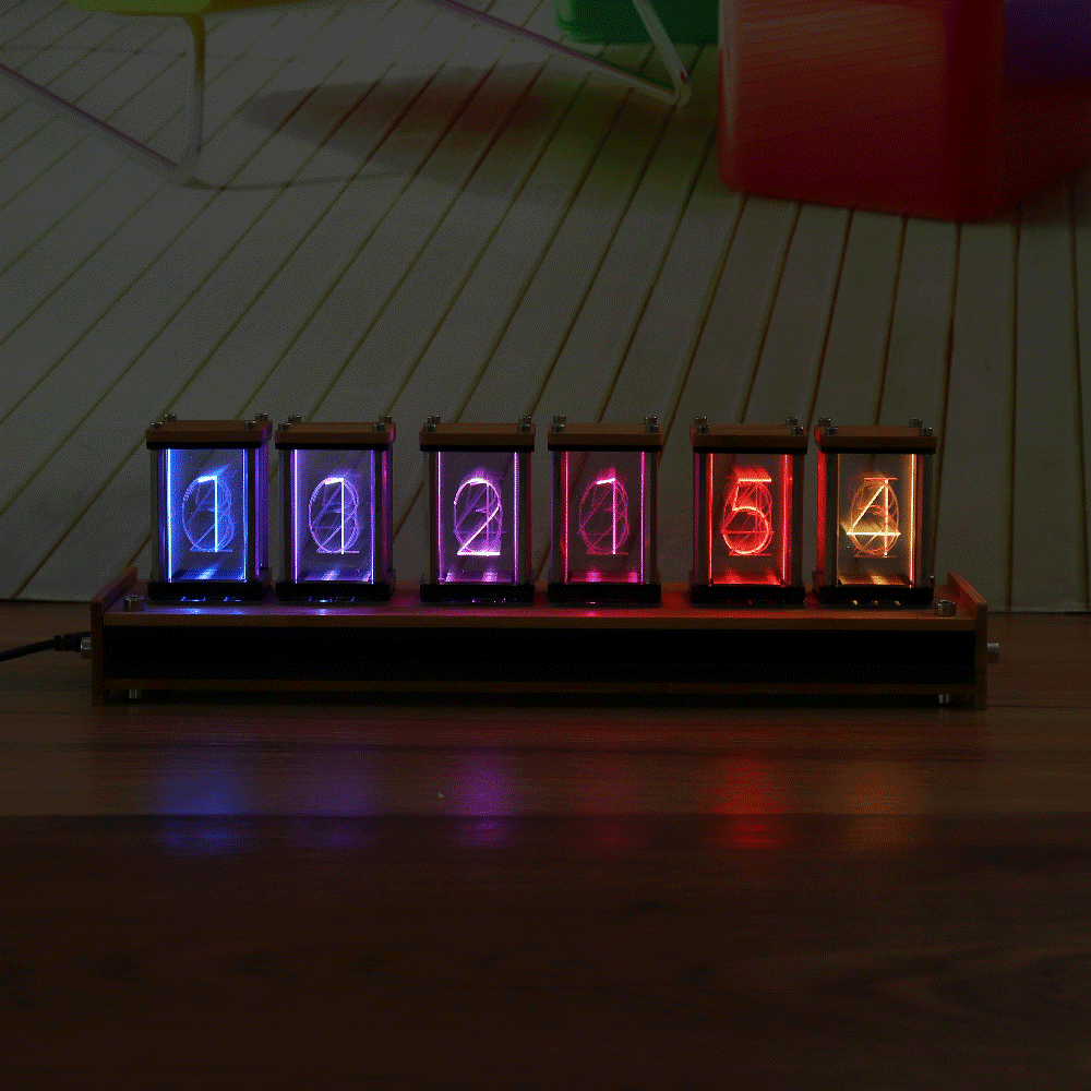 EleksMaker EleksTube R2 — Retro LED Nixie Tube Clock with Walnut Wood