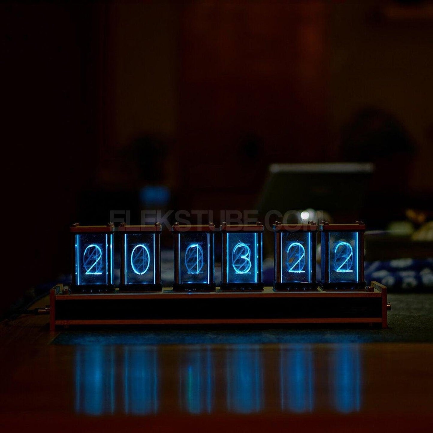 EleksMaker EleksTube R2 — Retro LED Nixie Tube Clock with Walnut Wood