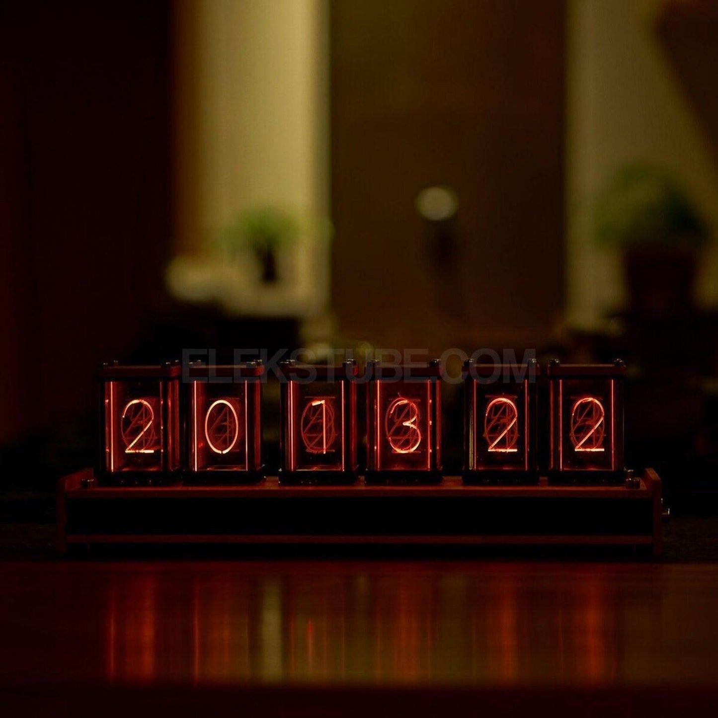 EleksMaker EleksTube R2 — Retro LED Nixie Tube Clock with Walnut Wood