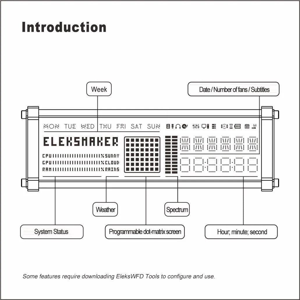 EleksMaker EleksWFD 2 — Smart VFD Clock with Hardware Monitor Lamp; Weather