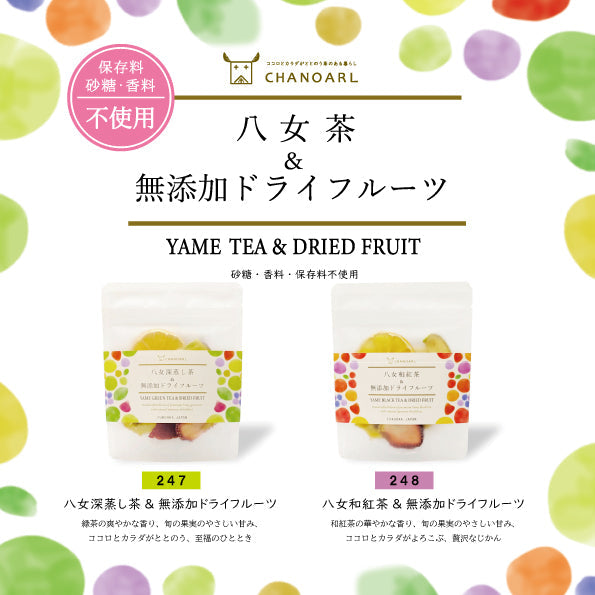 【国産無添加フルーツティー】八女深蒸し茶＆無添加ドライフルーツ｜緑茶ティーバッグと旬の国産果実（砂糖不使用 無香料 添加物不使用）チャノアール