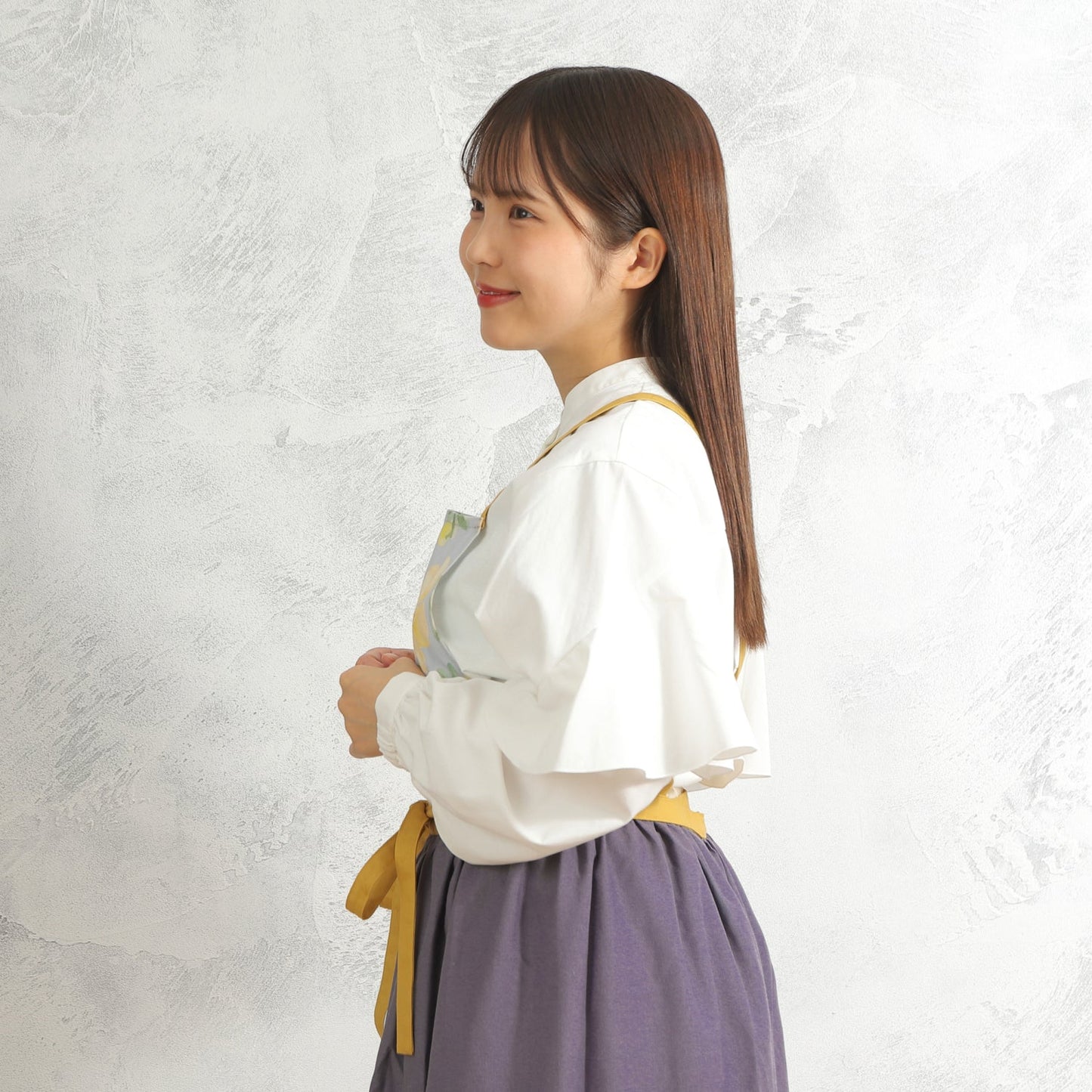 [Michelle Machoto]  ミッシェルマコット イワウメ柄 ロング ワイド ギャザー エプロン D-0006