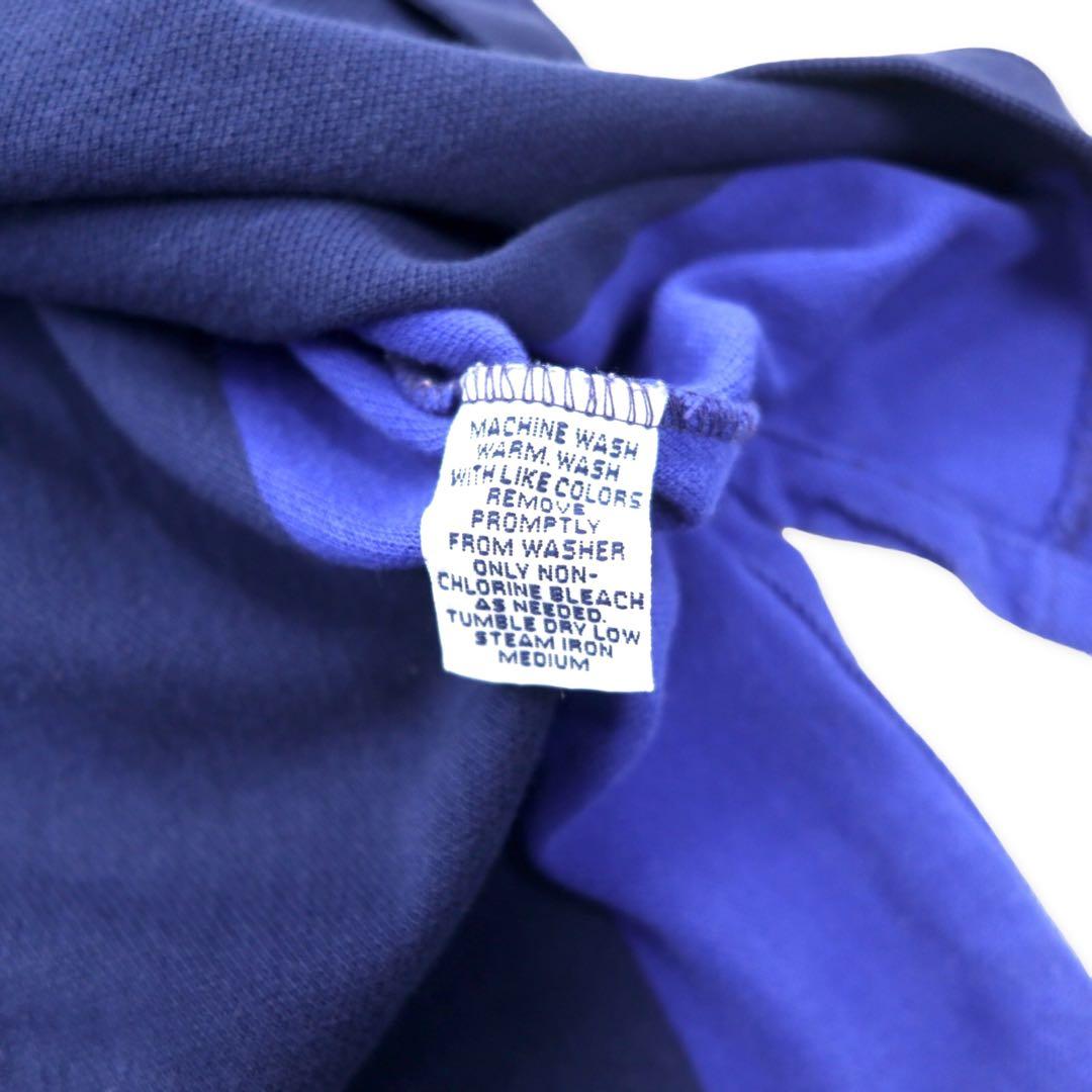 Polo by Ralph Lauren USA製 長袖ポロシャツ ラガーシャツ L ネイビー ブルー ストライプ コットン スモールポニー刺繍 ビッグサイズ