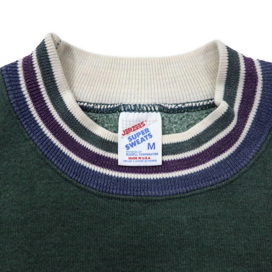JERZEES USA製 90年代 SUPER SWEATS リブラインスウェット M グリーン コットン GATLINBURG
