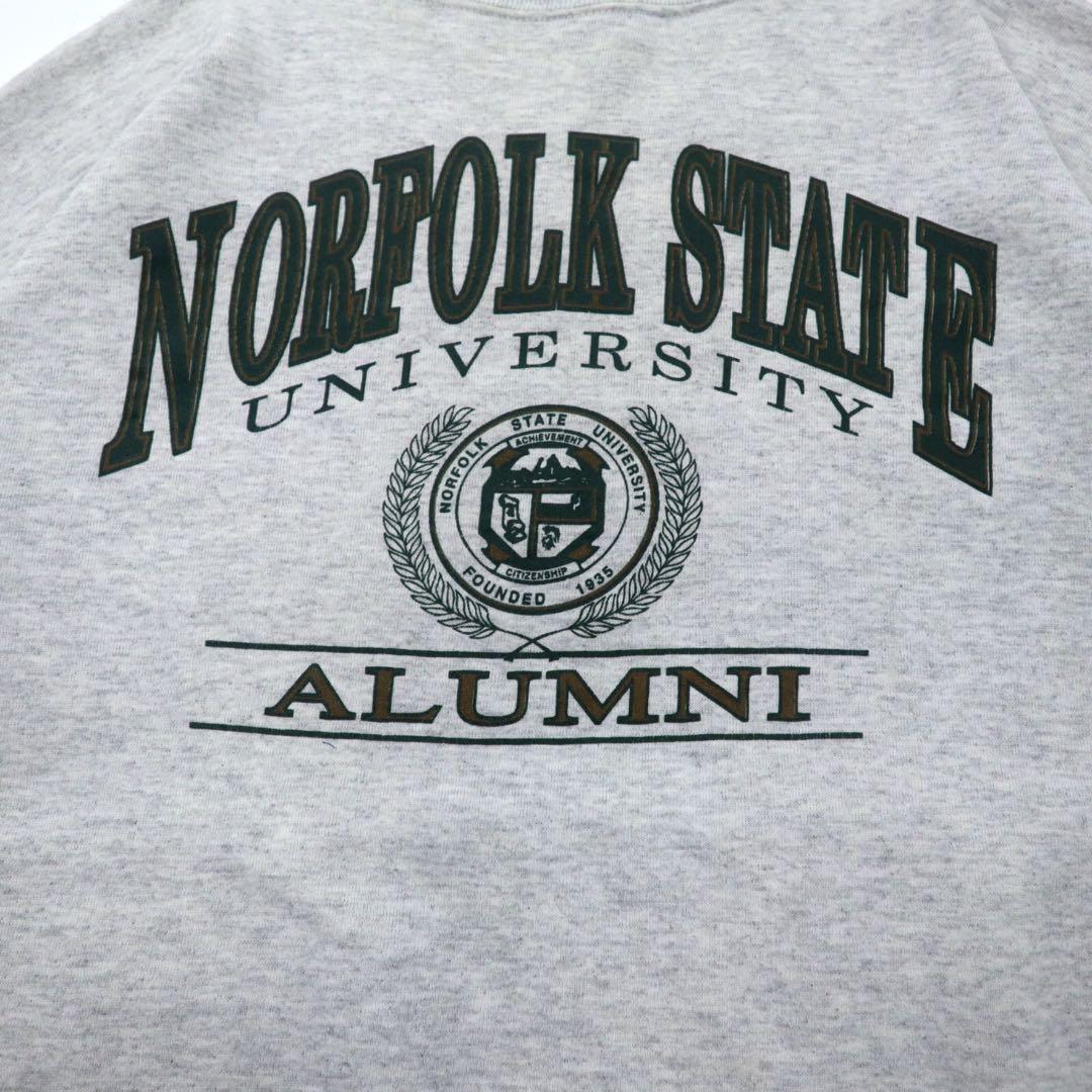 JAN SPORT USA製 90年代 カレッジプリントスウェット XXL グレー コットン 裏起毛 NORFOLK STATE UNIVERSITY ビッグサイズ