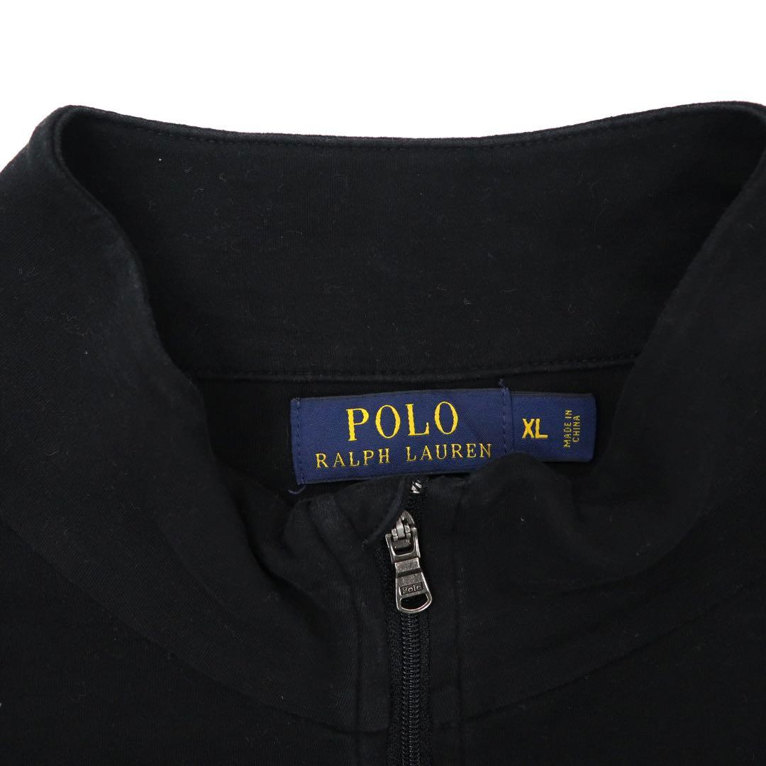 POLO RALPH LAUREN ハーフジップ トラックシャツ XL ブラック コットン PIMA SOFT TOUCH サイドライン スモールポニー刺繍