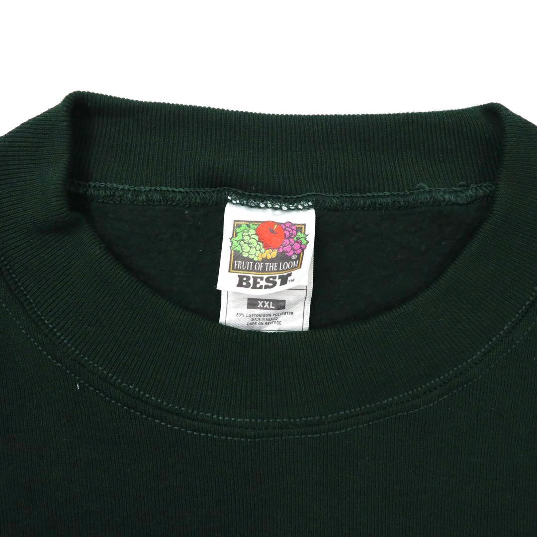 FRUIT OF THE LOOM ビッグサイズ プリントスウェット XXL グリーン コットン 裏起毛 Michael's Picnic In The Park 90年代 メキシコ製