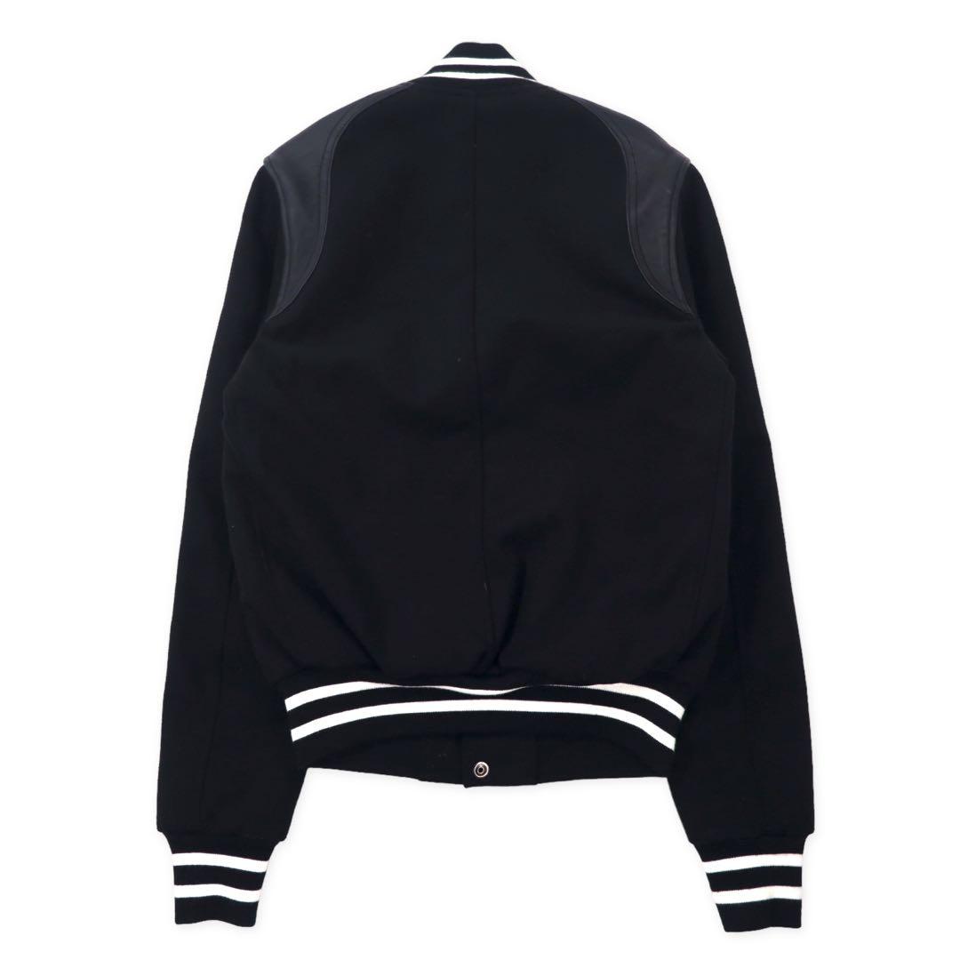 MACCHIA J. Italian-made leather-trimmed stadium jacket, size XS, black with wool patch