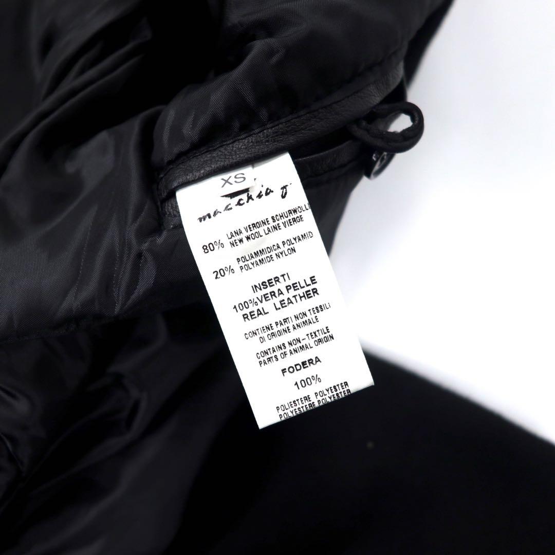 MACCHIA J. Italian-made leather-trimmed stadium jacket, size XS, black with wool patch
