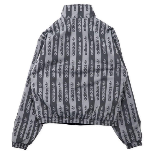 adidas originals 総柄 リバーシブルジャケット M グレー ブラック トレフォイルロゴ ナイロン FQ2411