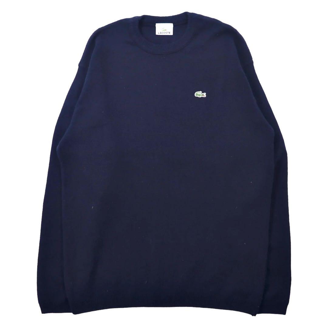 LACOSTE ハイゲージ ニット セーター 4 ネイビー ウール ワンポイントロゴ