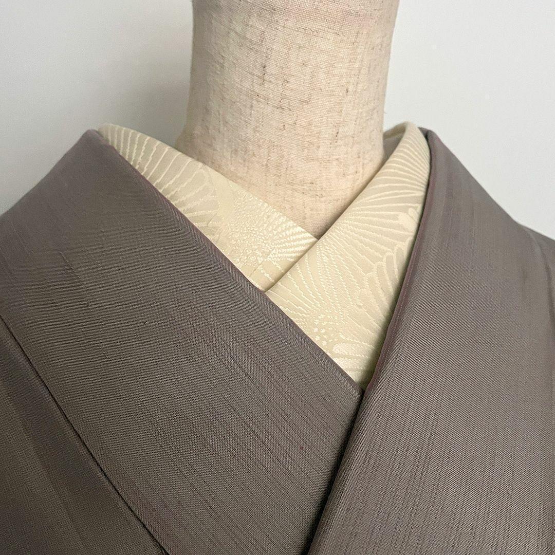 [Imperfect] Half-Collar, Pure Silk, Chrysanthemum Crest, Matsumoto Itoho, Beige, Chirimen, Knotted Thread, Nep