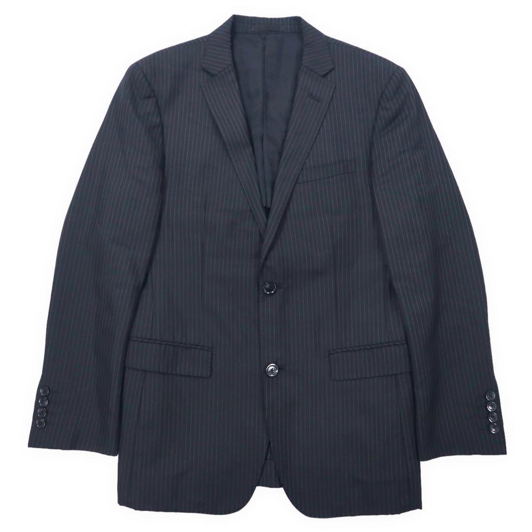 BURBERRY BLACK LABEL 2B テーラードジャケット M ブラック ストライプ ウール ポリエステル D1E22-101-09