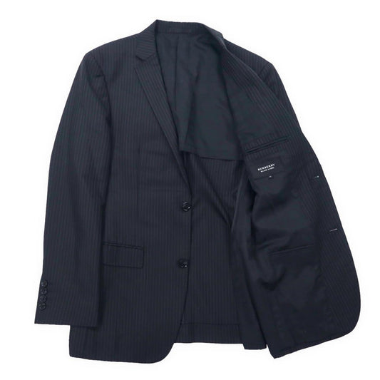 BURBERRY BLACK LABEL 2B Tailored Jacket, Size M, Black Striped Wool and Polyester, D1E22-101-09
