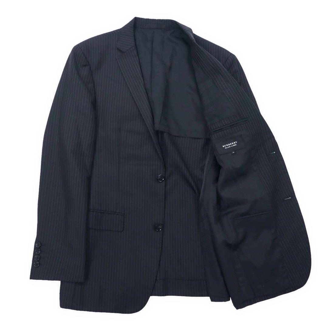 BURBERRY BLACK LABEL 2B テーラードジャケット M ブラック ストライプ ウール ポリエステル D1E22-101-09