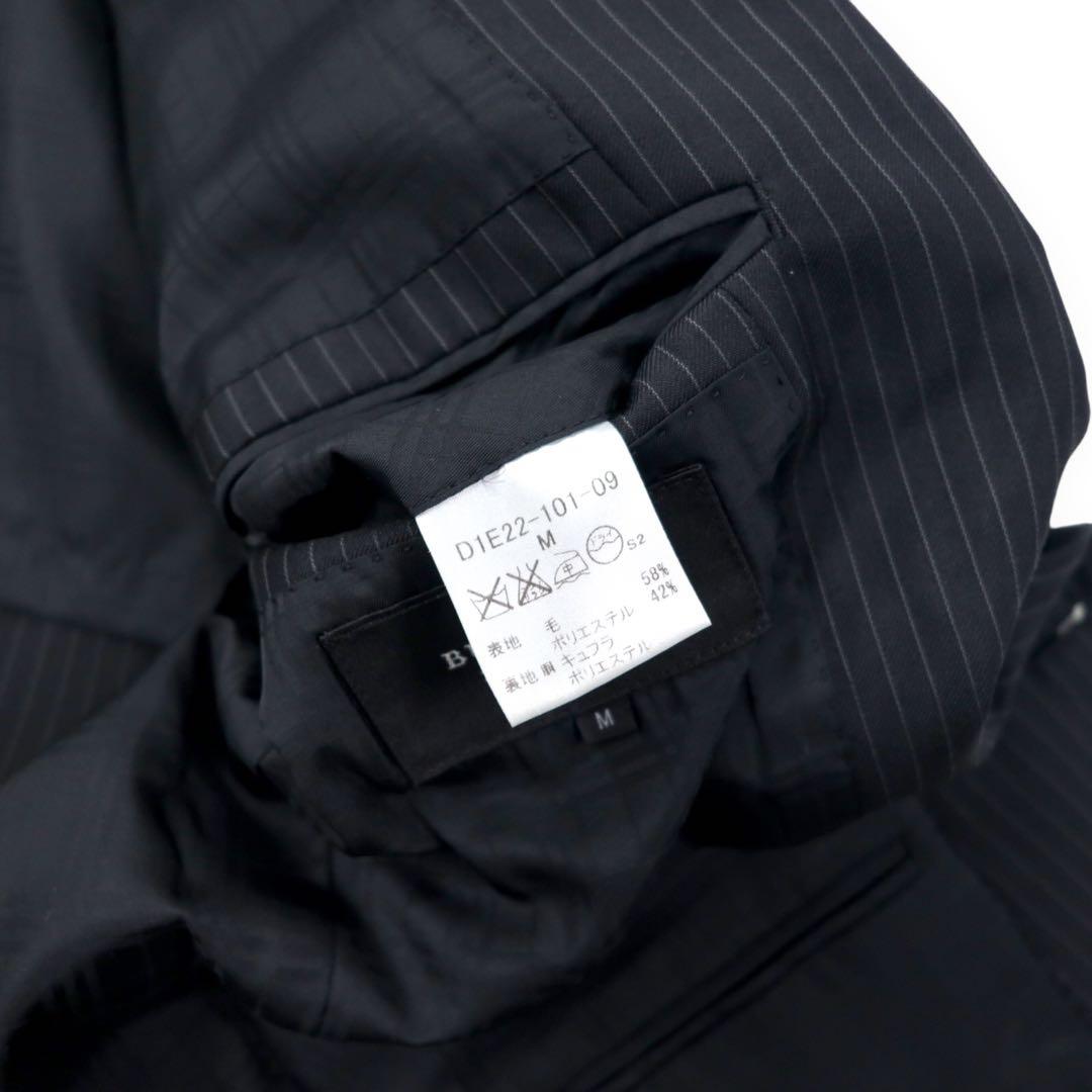 BURBERRY BLACK LABEL 2B テーラードジャケット M ブラック ストライプ ウール ポリエステル D1E22-101-09