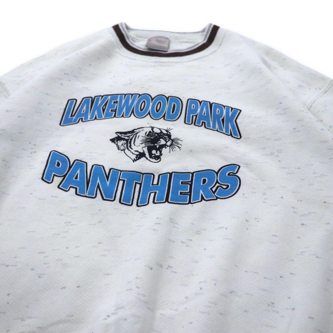 ONEITA USA製 90年代 リブライン スウェット XL ホワイト コットン 裏起毛 LAKEWOOD PARK PANTHERS ビッグサイズ