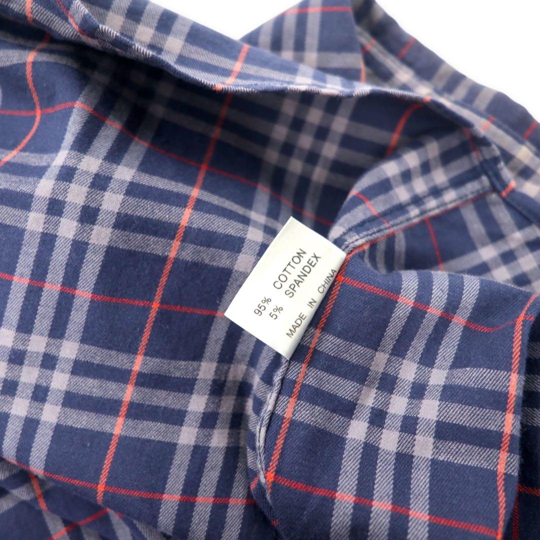 BURBERRY オールド ノバチェック ボタンダウンシャツ M ネイビー コットン ワンポイントロゴ刺繍