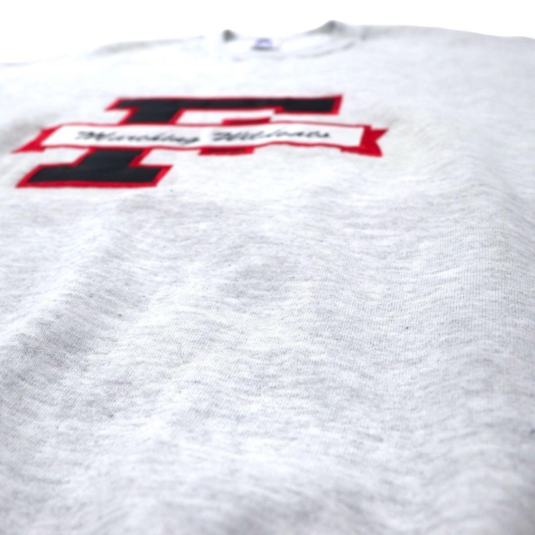 JERZEES Made in USA 90s Super Sweats College Embroidered Sweatshirt, Size XL, Gray Cotton, Fleece-Lined, Marching Wildcats Print, Oversized