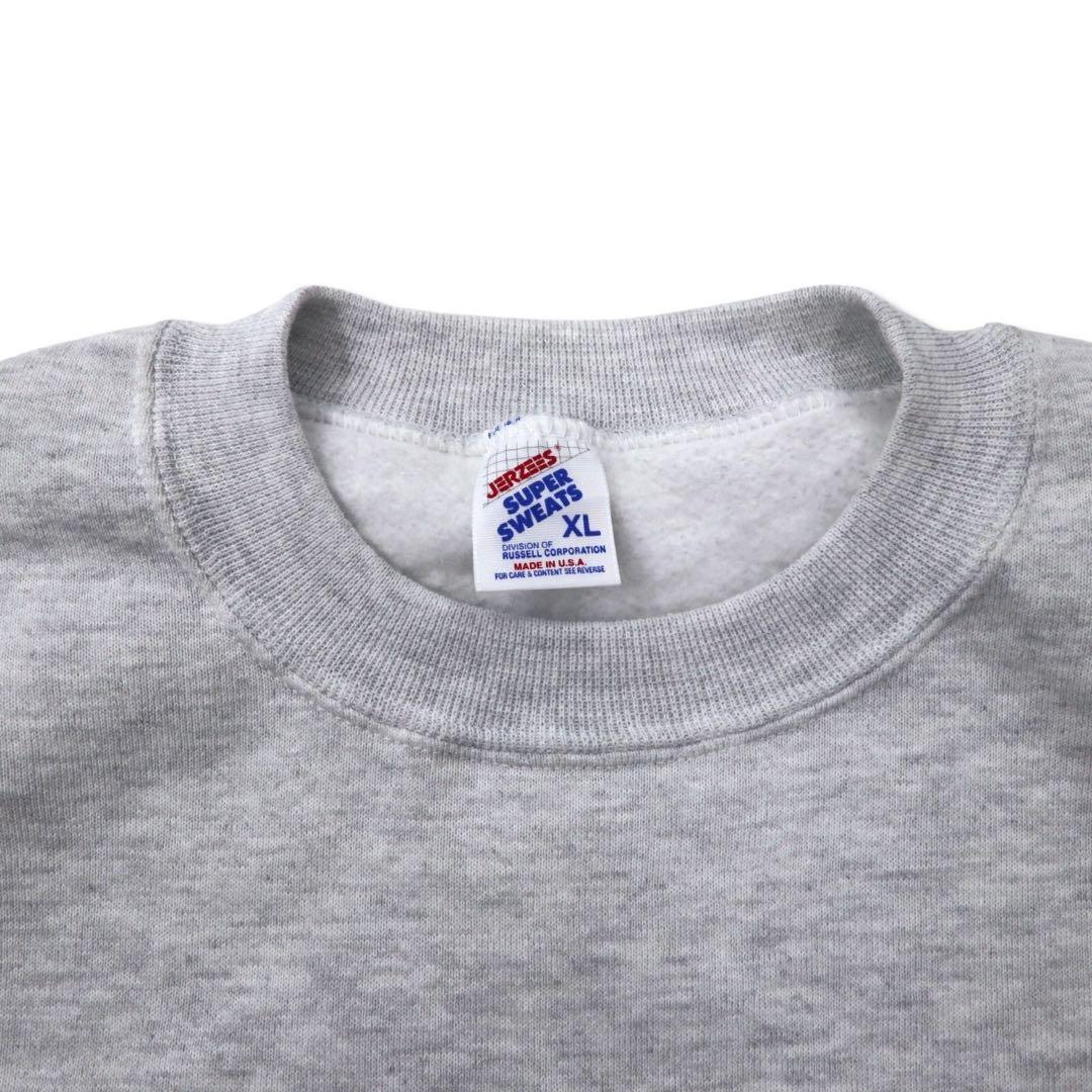 JERZEES Made in USA 90s Super Sweats College Embroidered Sweatshirt, Size XL, Gray Cotton, Fleece-Lined, Marching Wildcats Print, Oversized