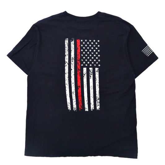 Ann Arbor プリントTシャツ XL ネイビー コットン 星条旗 Fire & Rescue アメリカ 消防士 Maltese Cross Firefighter Fire Courage Honor メキシコ製