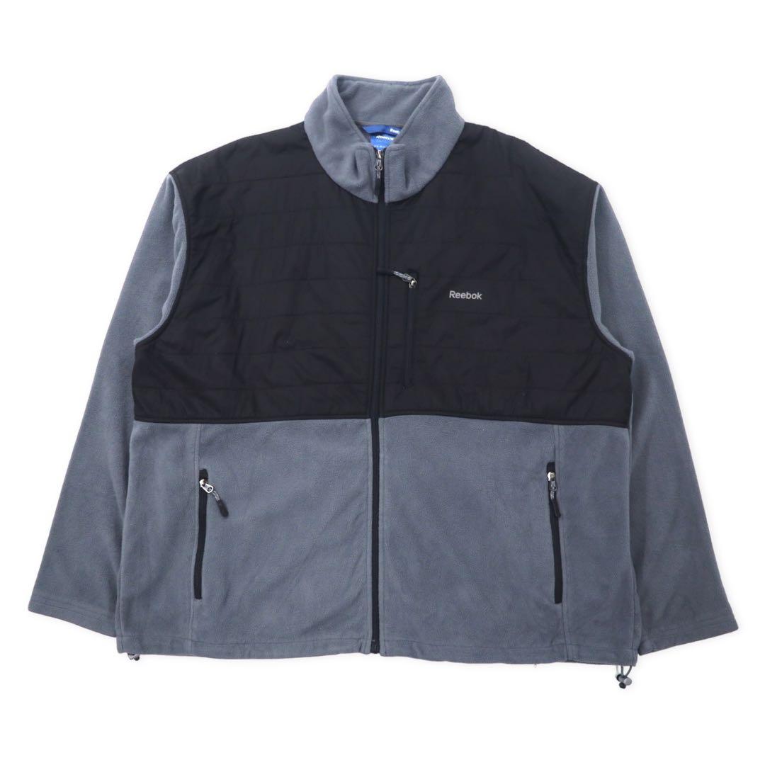 Reebok Nylon-Trimmed Fleece Jacket, Gray/Black, Two-Tone Polyester, 2XL, Big Size