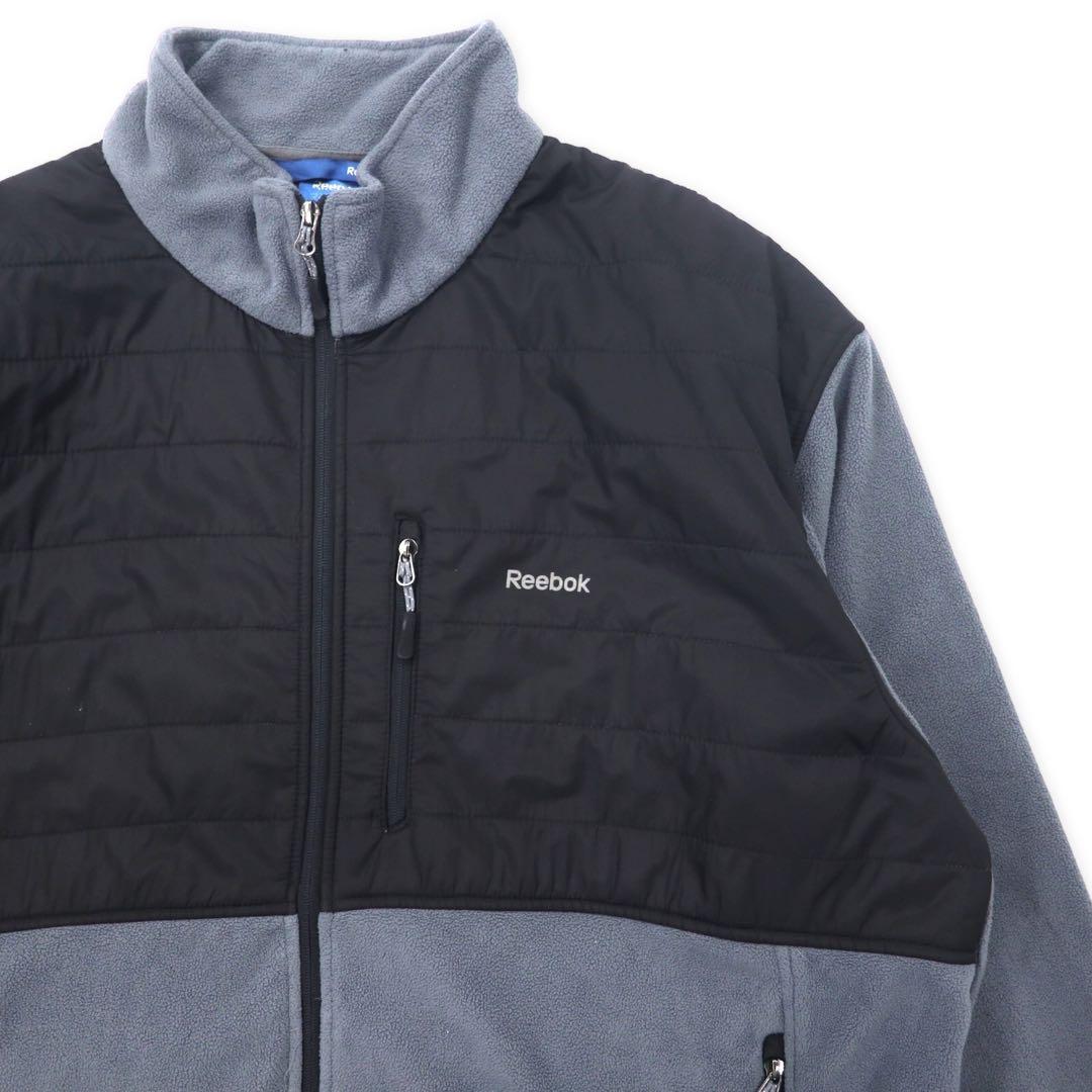Reebok Nylon-Trimmed Fleece Jacket, Gray/Black, Two-Tone Polyester, 2XL, Big Size
