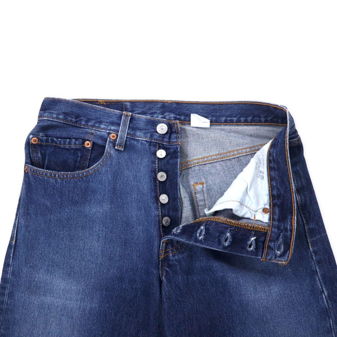 Levi's 90s 501 Regular Straight Denim Pants, Size L, Blue, Button Back 647, Small E, Paper Tag, Single Hem Stitching, Made in Mexico