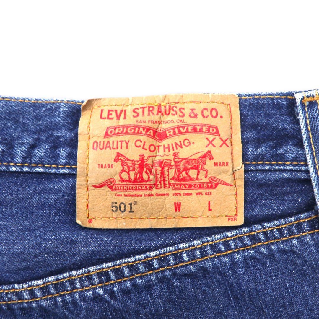Levi's 90s 501 Regular Straight Denim Pants, Size L, Blue, Button Back 647, Small E, Paper Tag, Single Hem Stitching, Made in Mexico