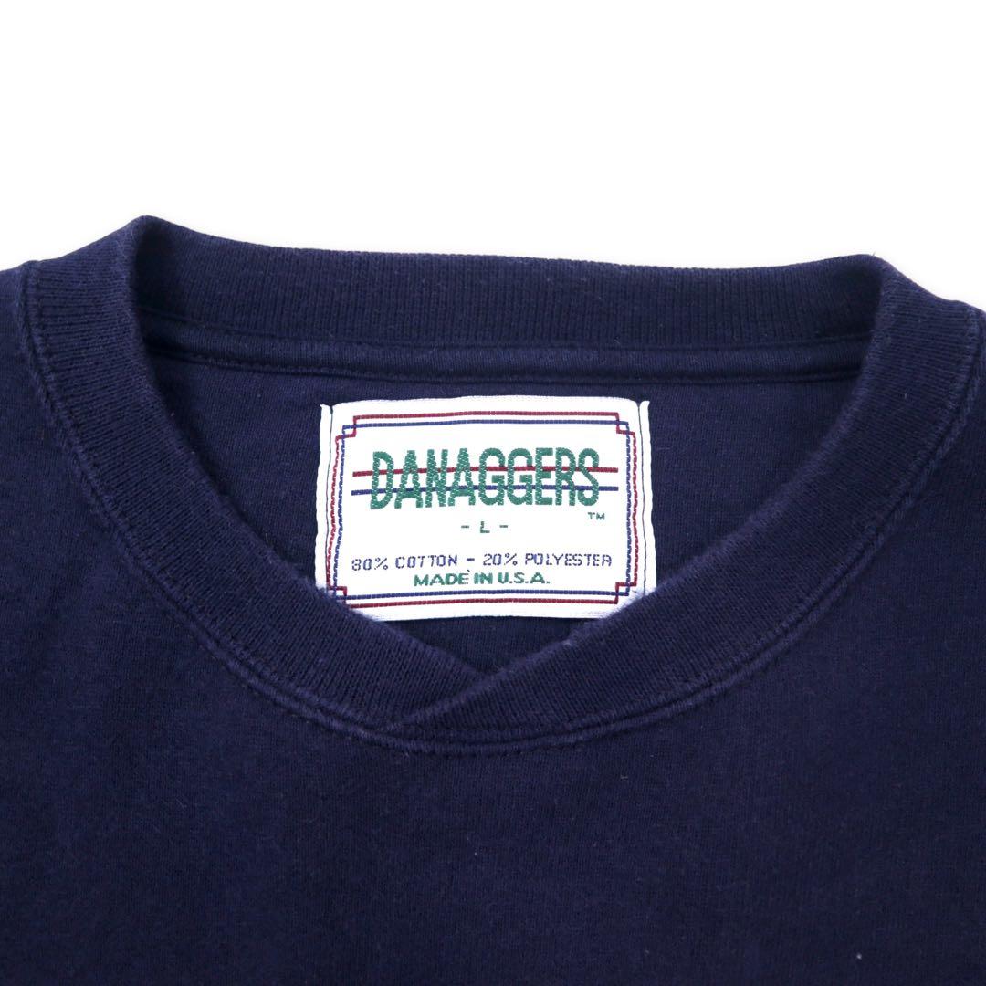 DANAGGERS USA Made 90s Printed Sweatshirt, Large, Navy, Cotton, Fleece-Lined, "THE BIG STICK"