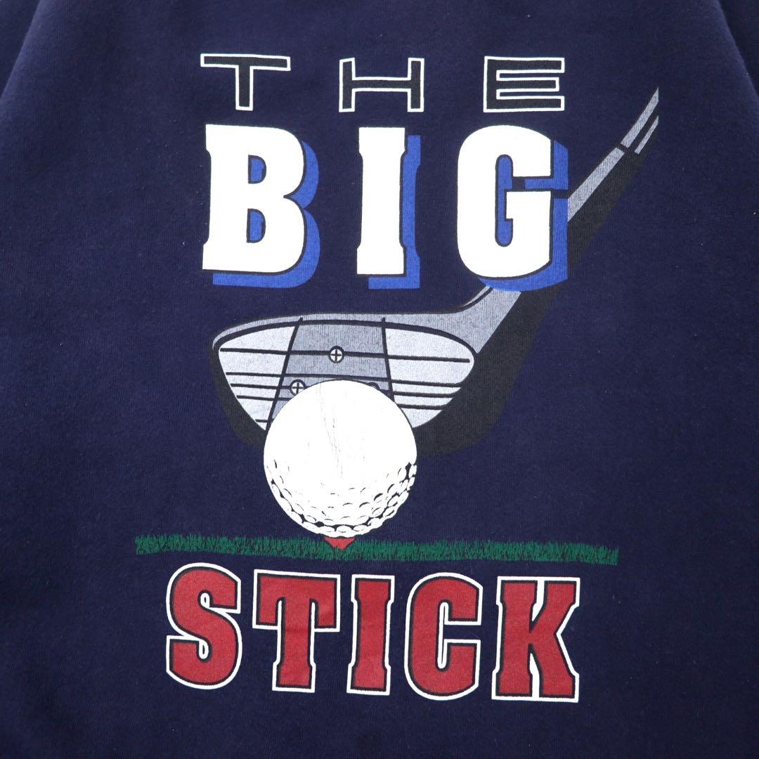 DANAGGERS USA Made 90s Printed Sweatshirt, Large, Navy, Cotton, Fleece-Lined, "THE BIG STICK"