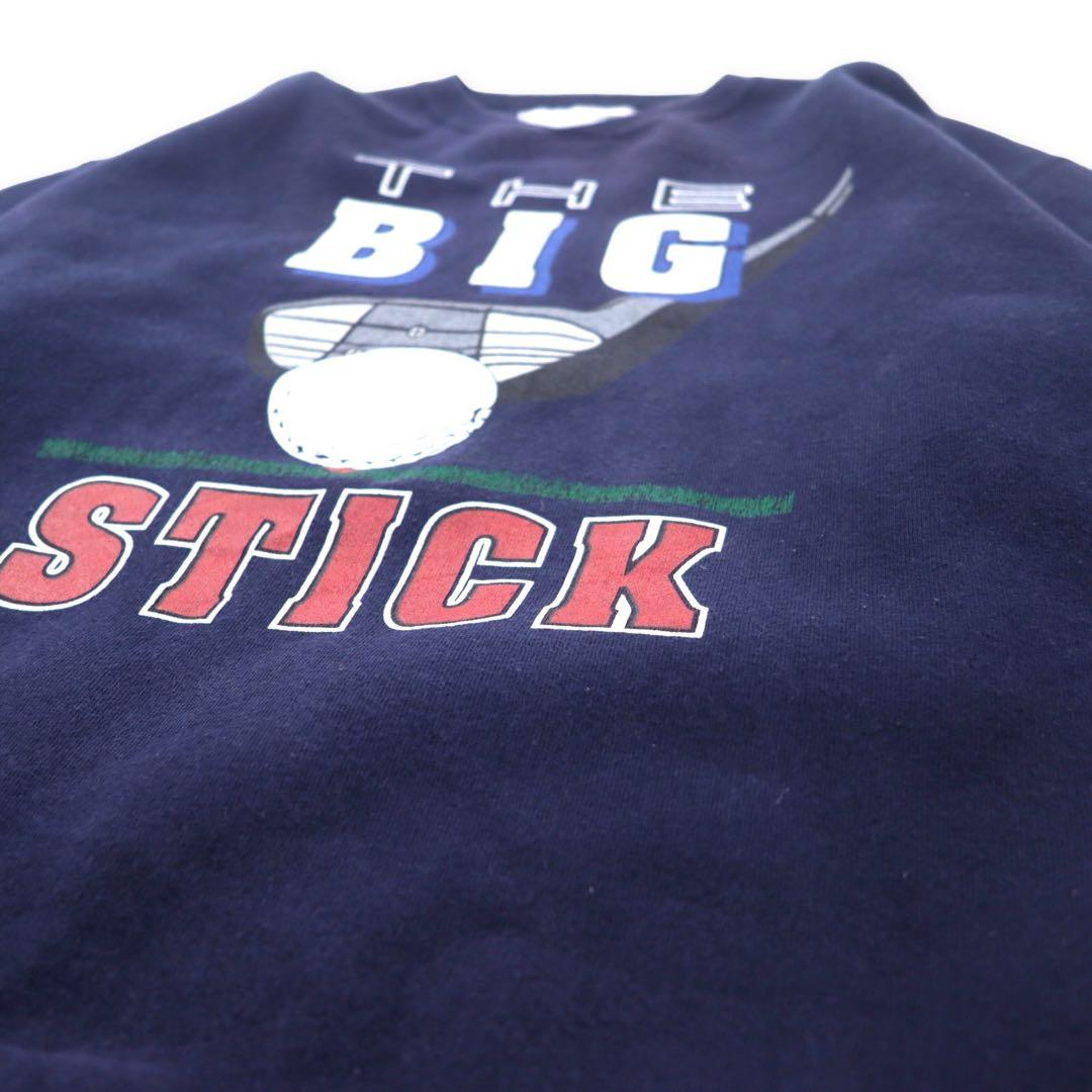 DANAGGERS USA Made 90s Printed Sweatshirt, Large, Navy, Cotton, Fleece-Lined, "THE BIG STICK"
