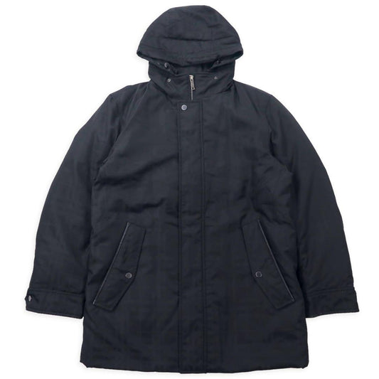 BURBERRY Shadow Check Down Jacket, Size M, Black, Nova Check, Retractable Hood, BBN77-723-09