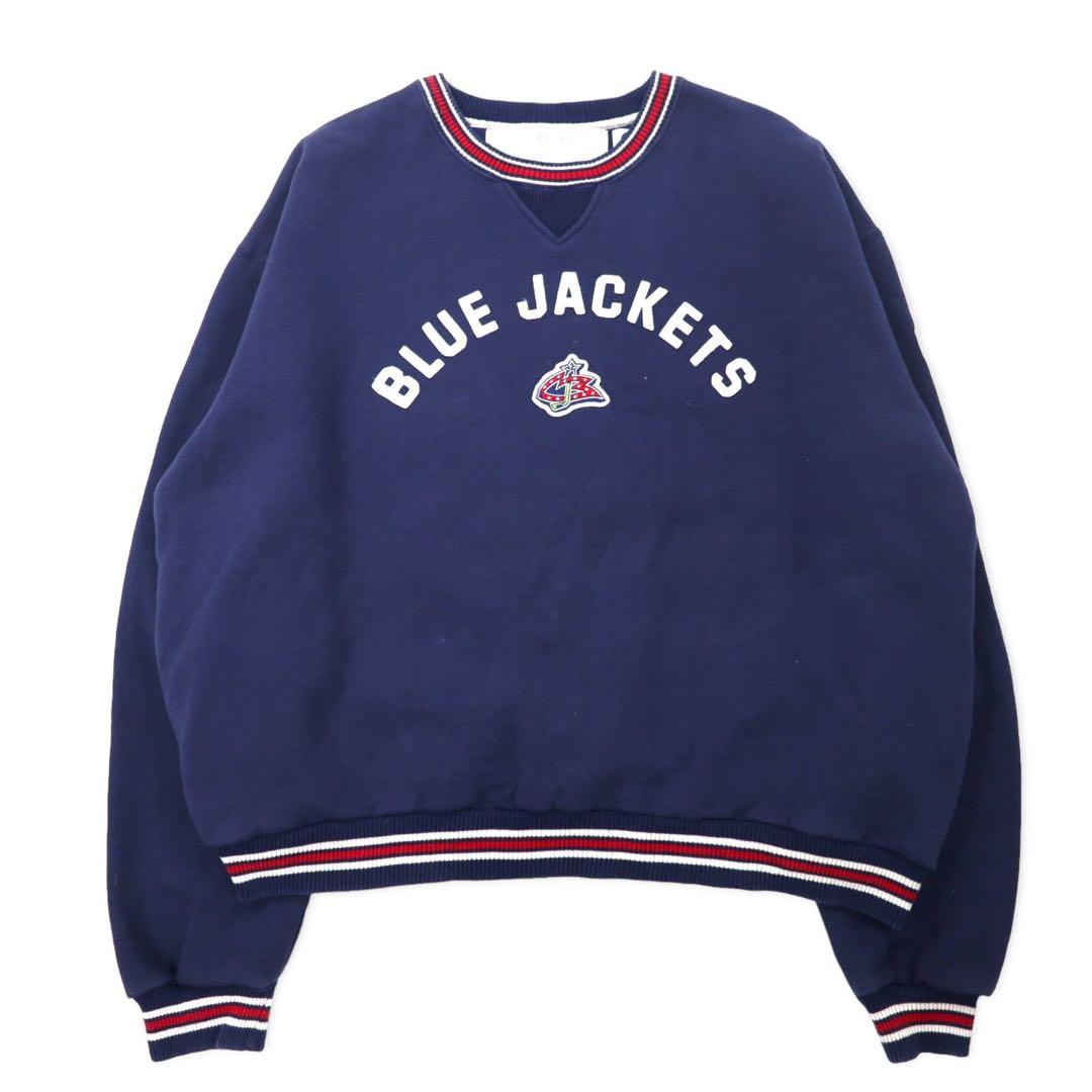 CCM CLASSICS Ribline Sweatshirt, XXL, Navy Cotton, Fleece-Lined, NHL Blue Jacket, Oversized