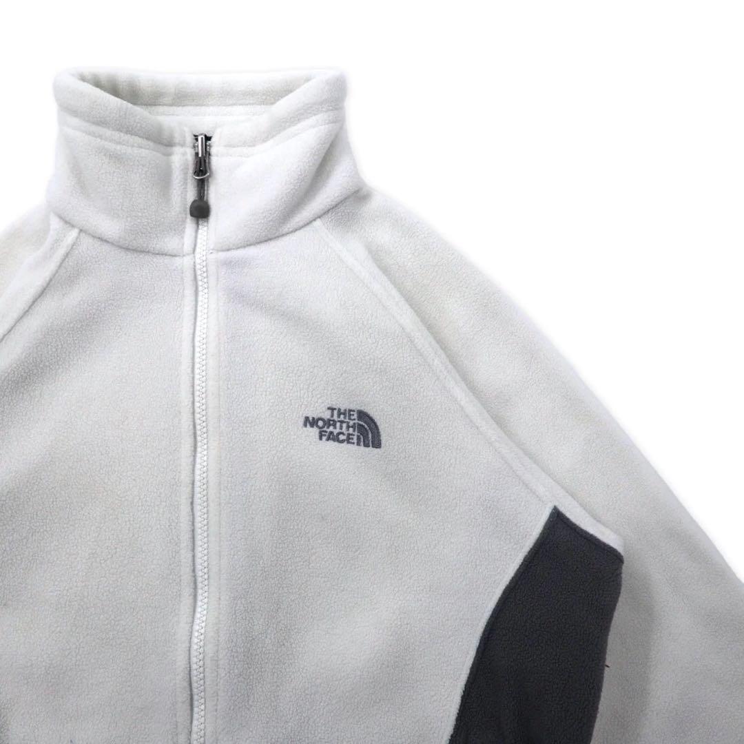 THE NORTH FACE Full-Zip Fleece Jacket, Size S, White, Polyester, with Embroidered Logo, TKA200