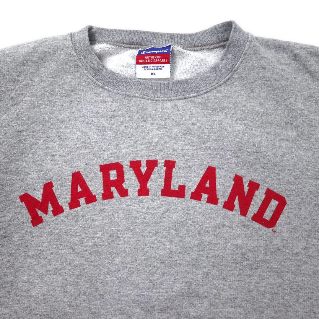 Champion 90年代 カレッジ プリントスウェット XL グレー コットン MARYLAND ビッグサイズ ホンジュラス製