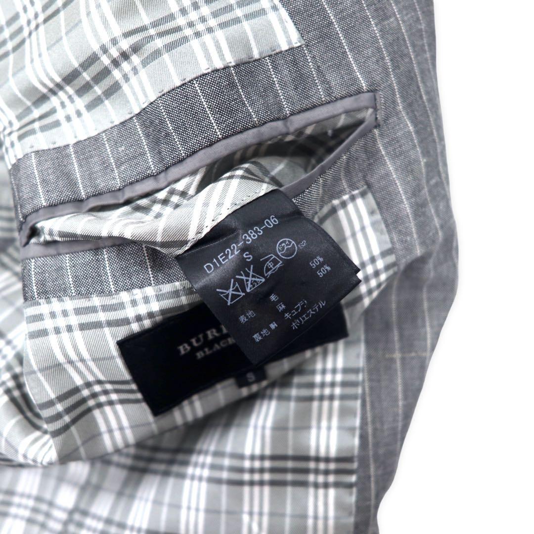 BURBERRY BLACK LABEL 2B テーラードジャケット S グレー ストライプ  ウール リネン混 裏地ノバチェック D1E22-383-06