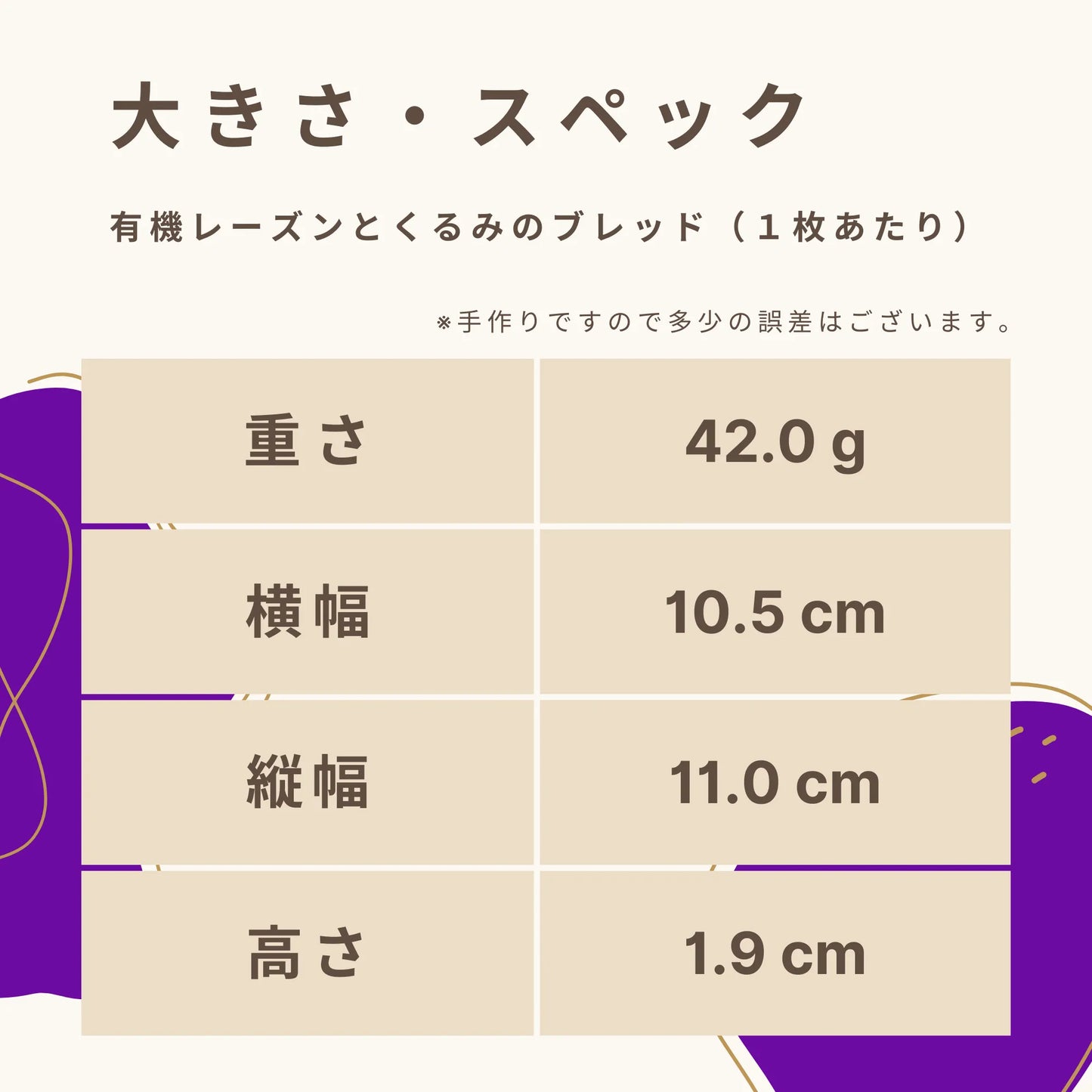 Organic Raisin and Walnut Bread (10 large slices) Carbohydrate 5.0g/slices