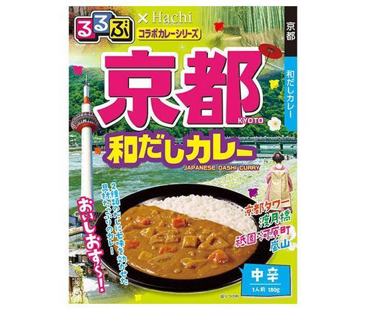 Hachi Foods Rurubu x Hachi Collaboration Series Kyoto Japanese Dashi Curry Medium Spicy 180g x 20 pieces [Shipped in Japan]