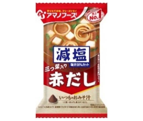 アマノフーズ フリーズドライ 減塩いつものおみそ汁 赤だし(三つ葉入り) 10食×6箱入【日本出荷】
