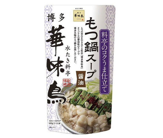 トリゼンフーズ 博多華味鳥 もつ鍋スープ(醤油) 600g×12袋入【日本出荷】