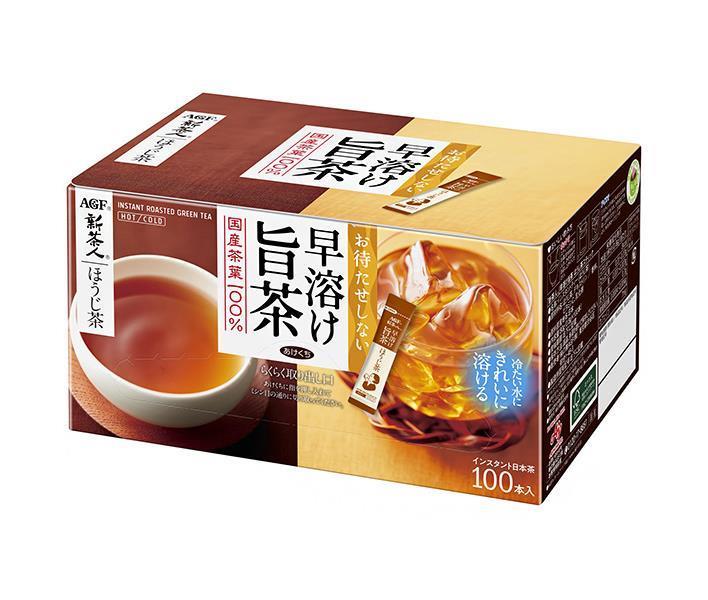AGF Shinchajin Fast-Dissolving Hojicha Sticks (0.8g x 100 sticks) x 10 boxes [Ships from Japan] 