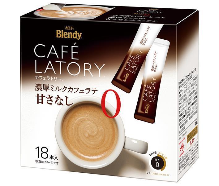 AGF Blendy Cafe Latory Sticks, Rich Milk Caffe Latte, Unsweetened (11.3g x 18 sticks) x 6 boxes [Ships from Japan] 