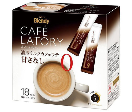 AGF Blendy Cafe Latory Sticks, Rich Milk Caffe Latte, Unsweetened (11.3g x 18 sticks) x 6 boxes [Ships from Japan] 