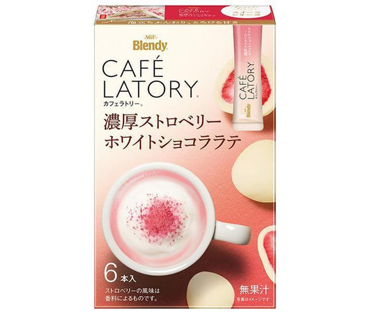 AGF Blendy Cafe Latory Stick Rich Strawberry White Chocolate Latte (9.4g x 6 sticks) x 24 boxes [Ships from Japan] 