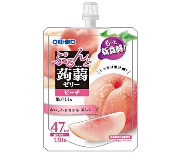ORIHIRO Purunto Konjac Jelly, Peach, 130g Pouch x 48 Packs [Ships from Japan] 