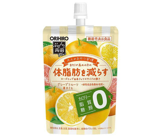 オリヒロ ぷるんと蒟蒻Plus グレープフルーツ味 130gパウチ×48本入【日本出荷】