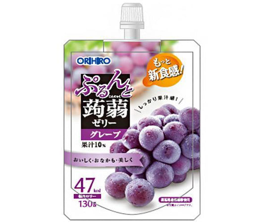 ORIHIRO Purunto Konjac Jelly Grape, 130g Pouch x 48 Packs [Ships from Japan] 