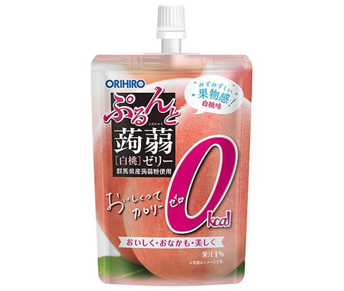Orihiro Purunto Konnyaku Jelly Zero Calorie White Peach 130g pouch x 48 pieces [Shipped in Japan]
