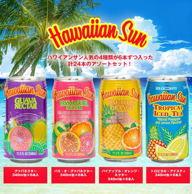Lead Off Japan Hawaiian Sun 4 types assorted pack 340ml cans x 24 bottles [shipped in Japan]